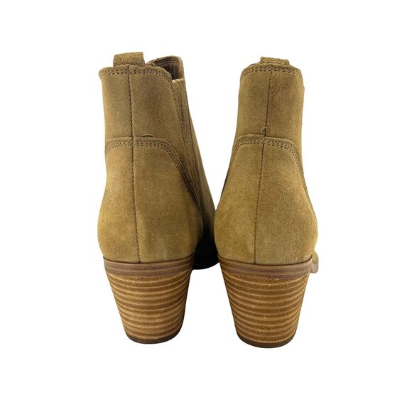 Marc Fisher Womens Suede Ankle Boots Tan Size 6.5 With Block Heel & Side Zipper - Picture 3 of 5